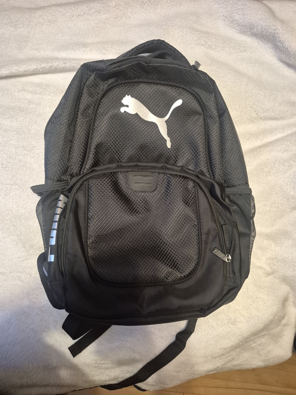 Puma Black Backpack with White Puma Logo